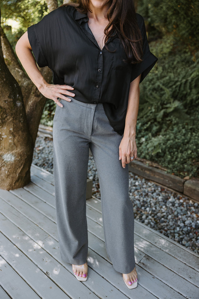 Wide Leg Dress Pant - Grey