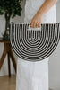 Woven Stripe Clutch - Black/Natural