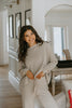 Waffle Textured Sweater & Pant Set - Grey