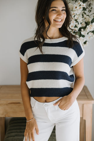 Tube Top With High Waisted Pant - Navy