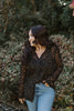 Button Down Blouse - Black/Tan