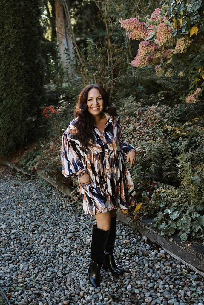 Babydoll Bronze & Navy Dress