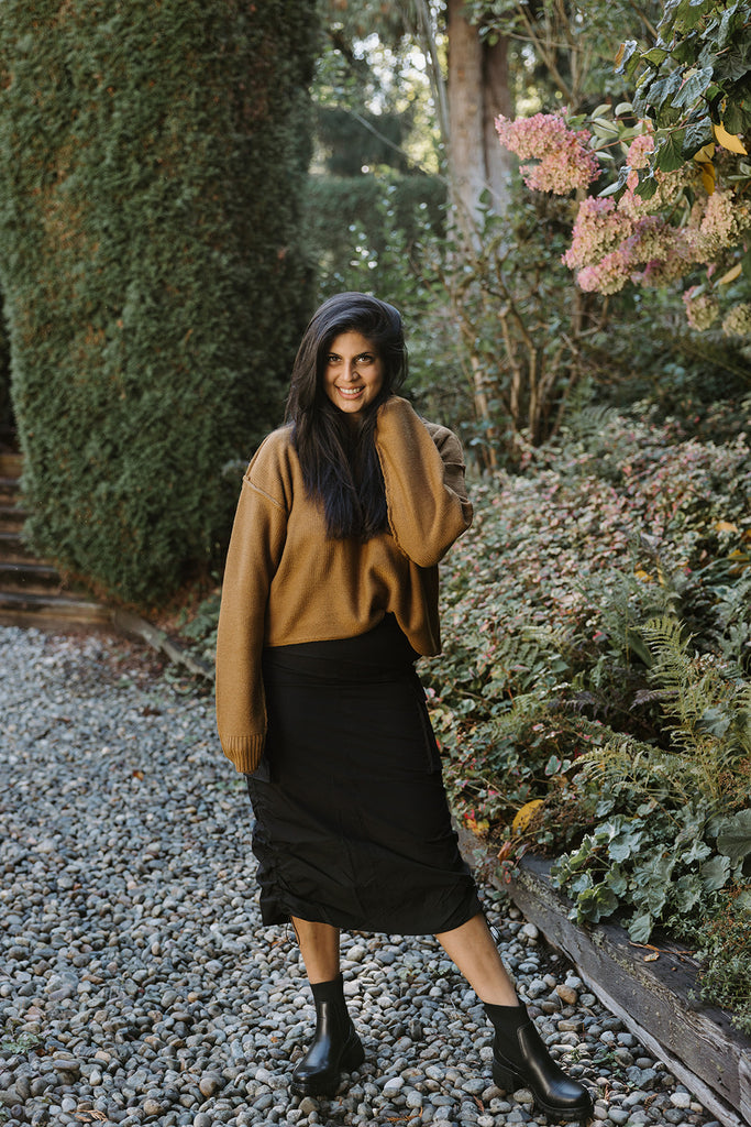Exposed Seam Sweater - Cognac