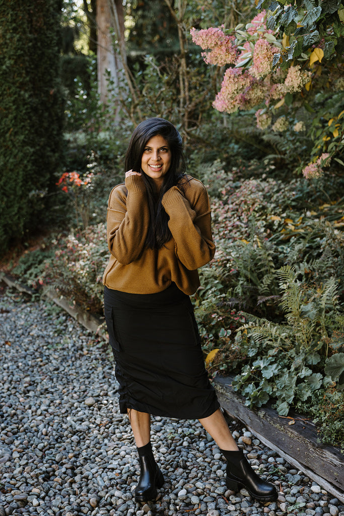 Exposed Seam Sweater - Cognac