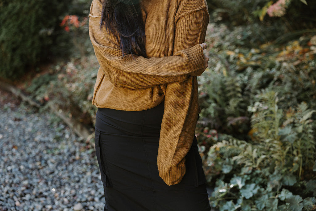 Exposed Seam Sweater - Cognac