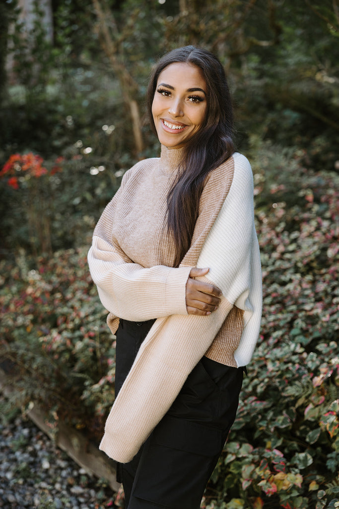 Colour Block Sweater - Tan