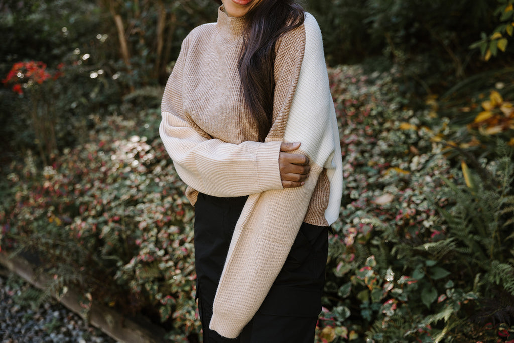 Colour Block Sweater - Tan