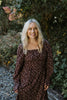 Floral Smocked Midi Dress - Chocolate