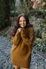 Short Knit Sweater Dress - Cognac
