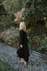 Smocked Maxi Dress With Sleeve - Black
