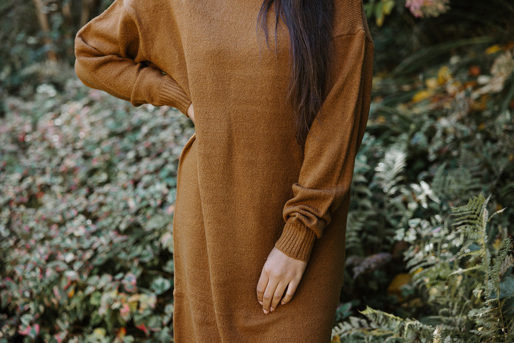 Long Knit Turtleneck Sweater Dress - Cog
