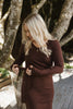 Knit Dress with Belt - Brown