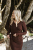Knit Dress with Belt - Brown