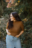 Knit 3/4 Sleeve Sweater - Pale Brown