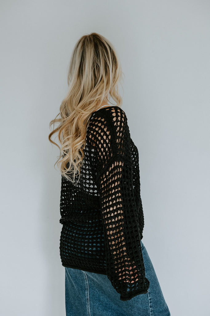 Crochet Knit Long SLeeve - Black