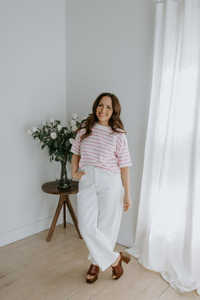 Striped Knit Basic - Pink/Cream