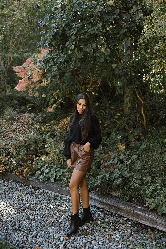 Utility Pocket Faux Leather Short - Brow