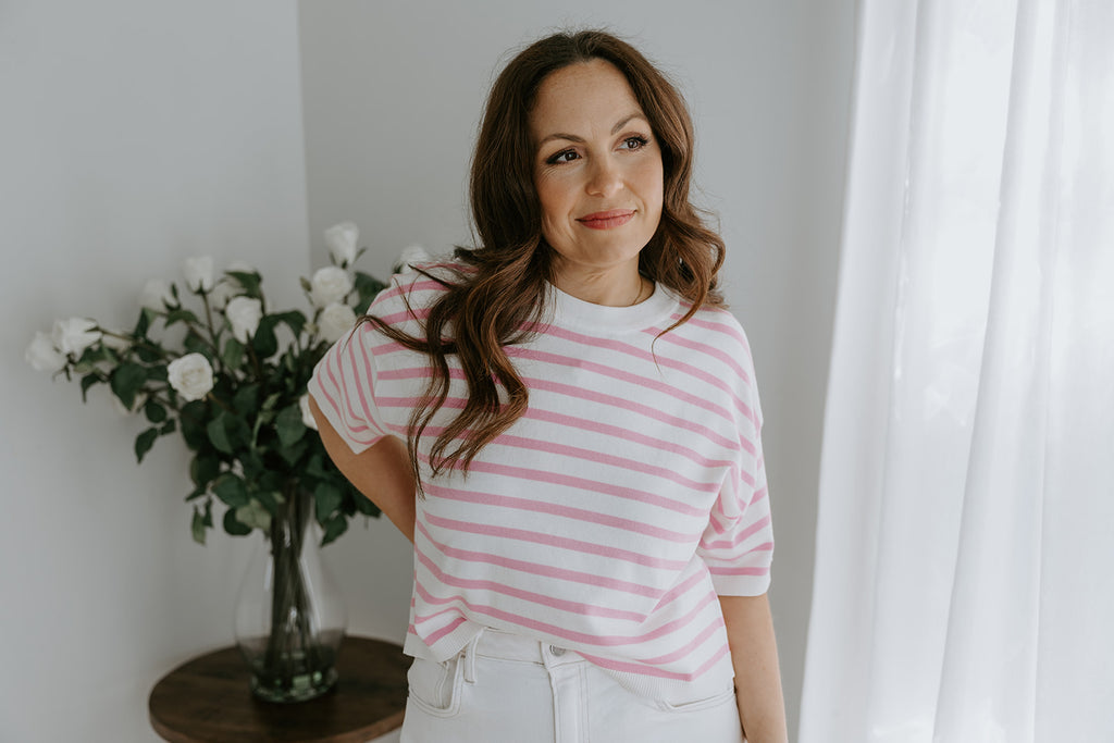 Striped Knit Basic - Pink/Cream