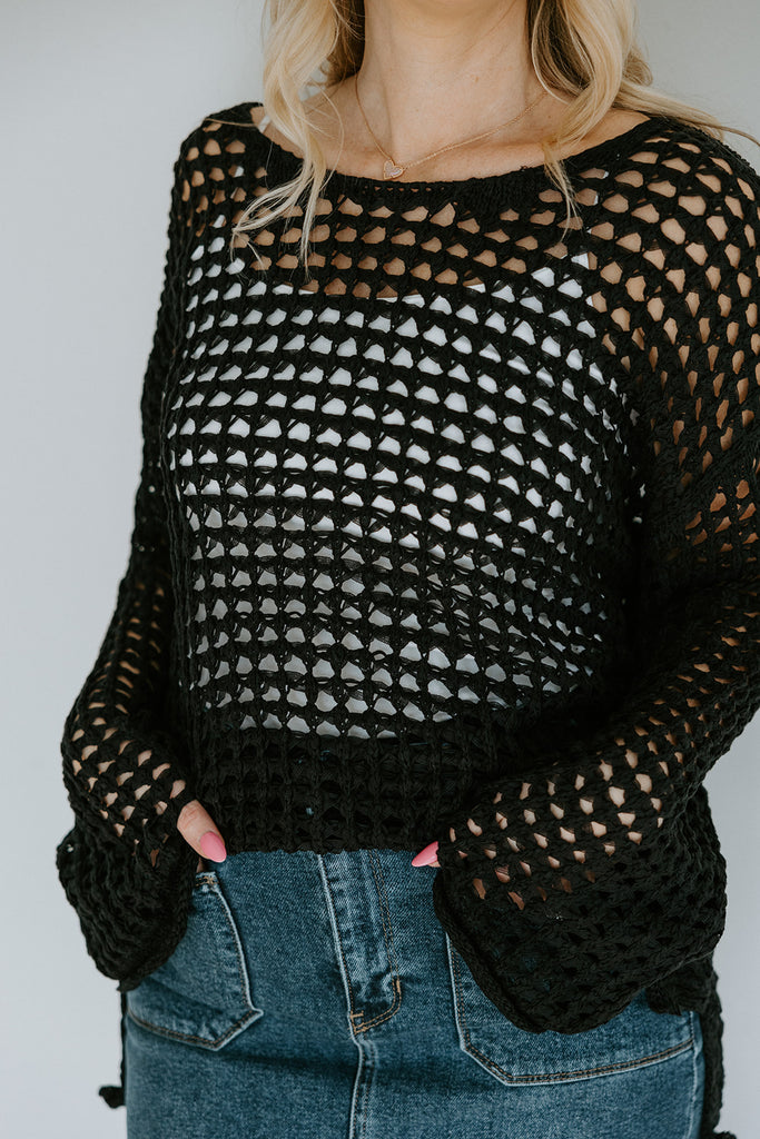 Crochet Knit Long SLeeve - Black