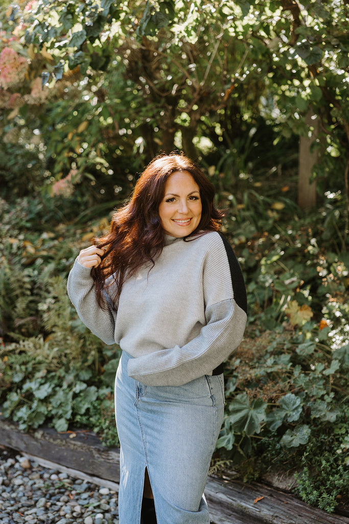 Colour Block Sweater - Grey