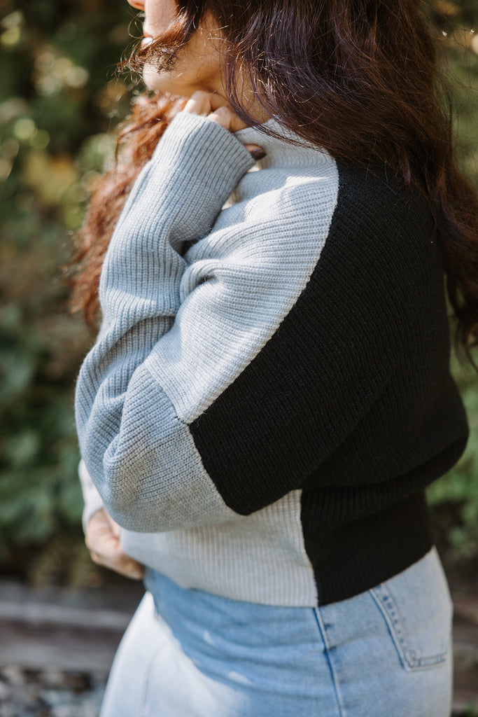 Colour Block Sweater - Grey