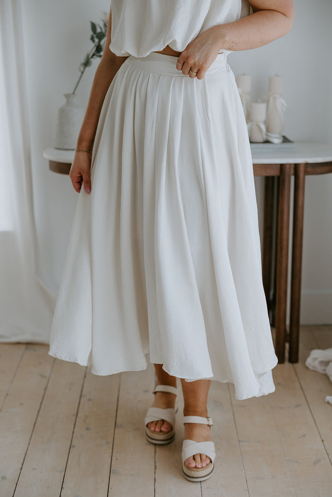Bubble Top & Midi Skirt Set - Cream