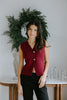 Gold Button Knit Vest - Merlot