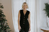 Sleeveless Knit Vest With Gold Buttons - Black