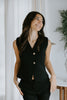 Gold Button Knit Vest - Black