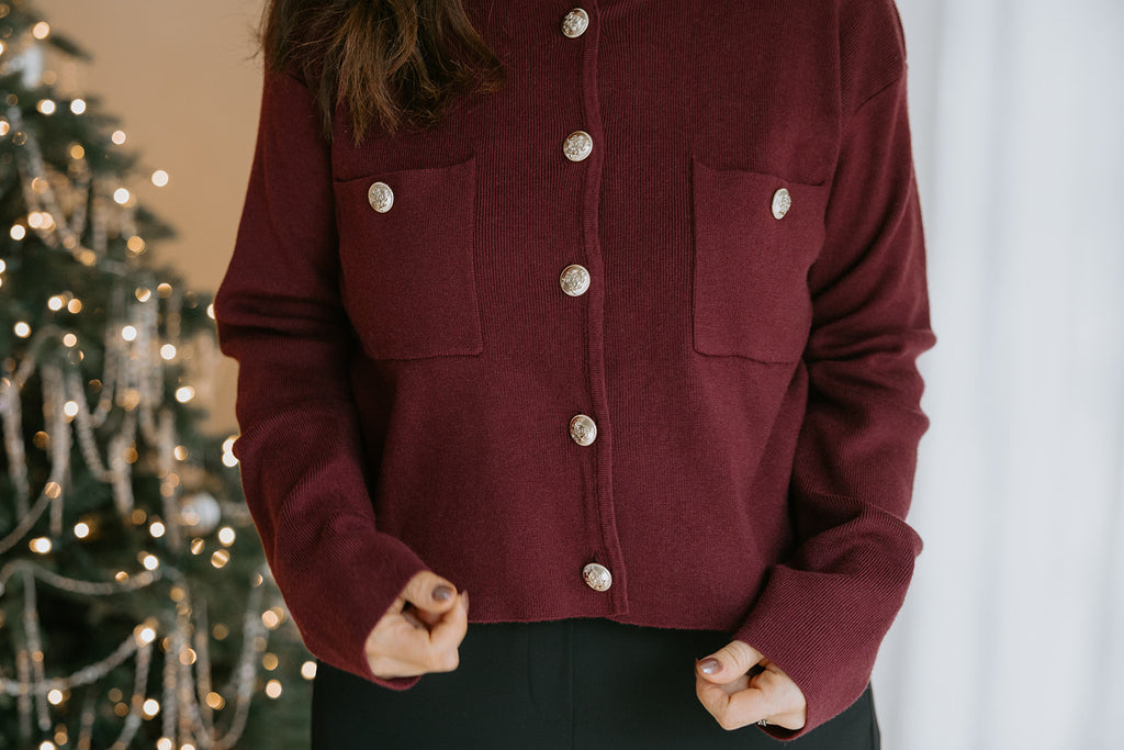 Knit Jacket - Wine