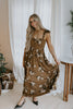 Jacquard Floral Midi Dress - Bronze