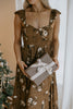 Jacquard Floral Midi Dress - Bronze