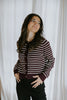 Gold Button Striped Cardi - Merlot
