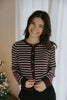 Gold Button Striped Cardi - Merlot