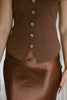 Sleeveless Knit Vest With Gold Buttons - Brown