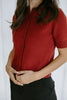 Short Sleeve Knit Cardigan - Wine