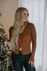 Lightweight Collared Button Knit - Chestnut
