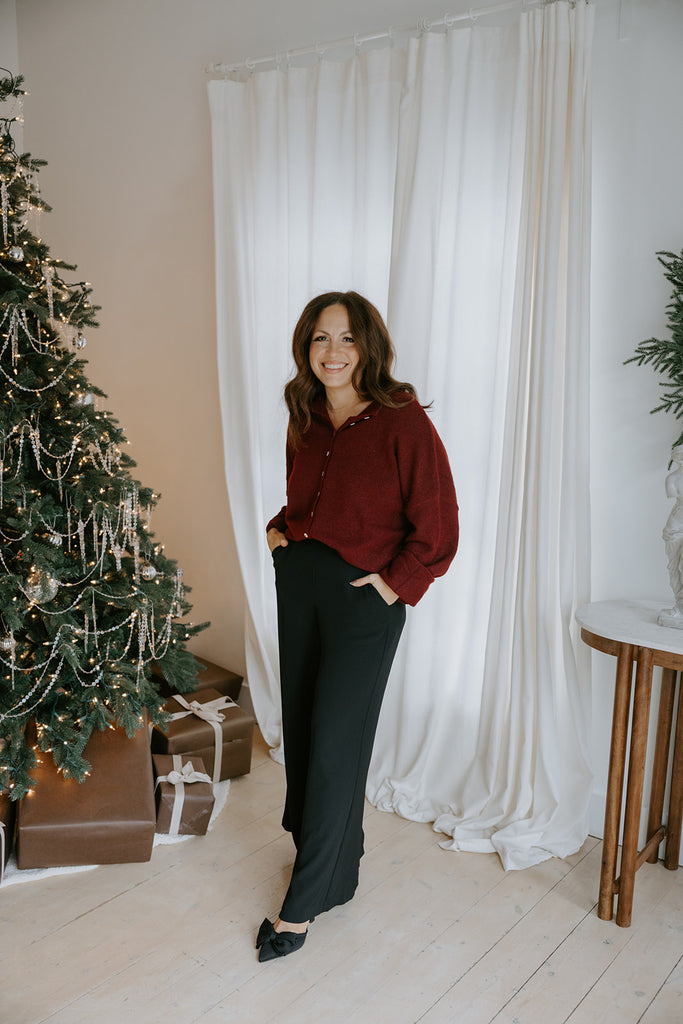 Lightweight Button Up Cardigan - Merlot