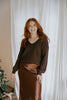 Back Bow V-Neck Sweater - Brown