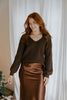 Back Bow V-Neck Sweater - Brown