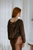 Back Bow V-Neck Sweater - Brown