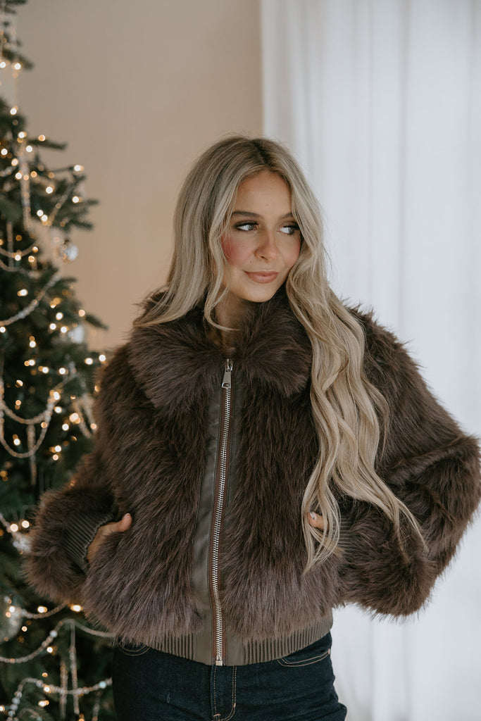 Cozy Luxe Faux Fur Jacket - Brown