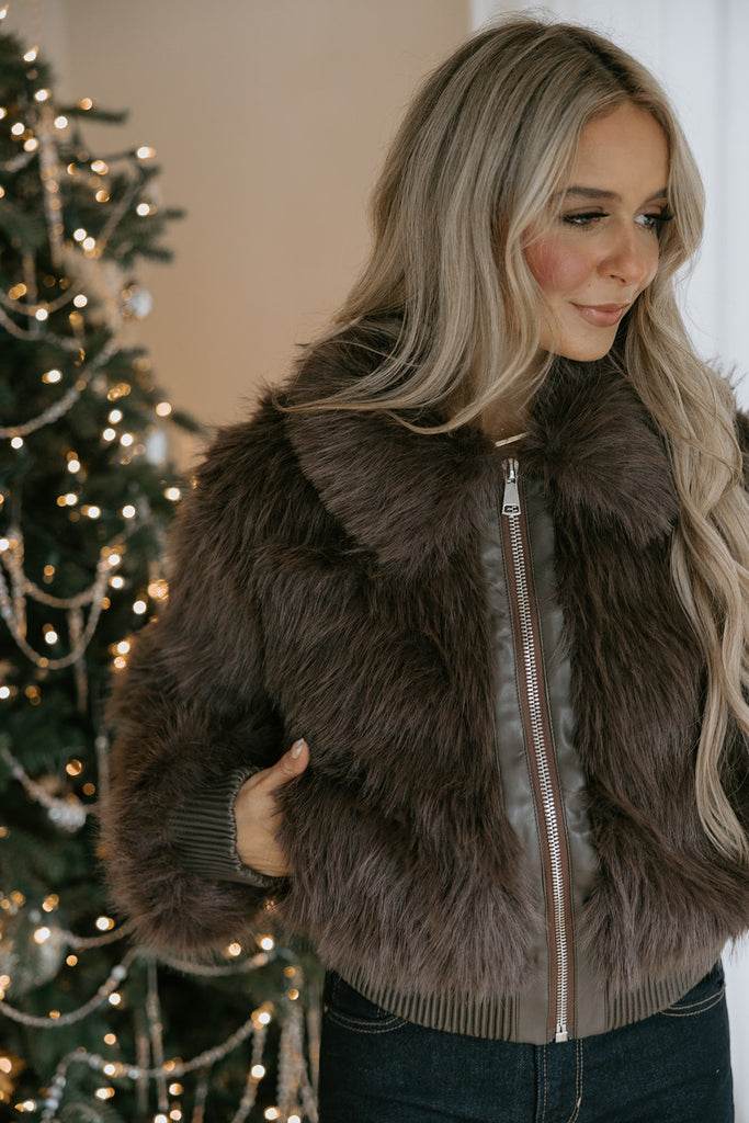 Cozy Luxe Faux Fur Jacket - Brown