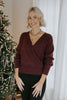 Faux Wrap Sweater - Dark Cherry