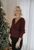 Faux Wrap Sweater - Dark Cherry