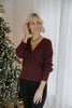 Faux Wrap Sweater - Dark Cherry