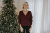 Faux Wrap Sweater - Dark Cherry