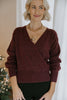 Faux Wrap Sweater - Dark Cherry