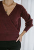 Faux Wrap Sweater - Dark Cherry