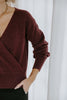 Faux Wrap Sweater - Dark Cherry